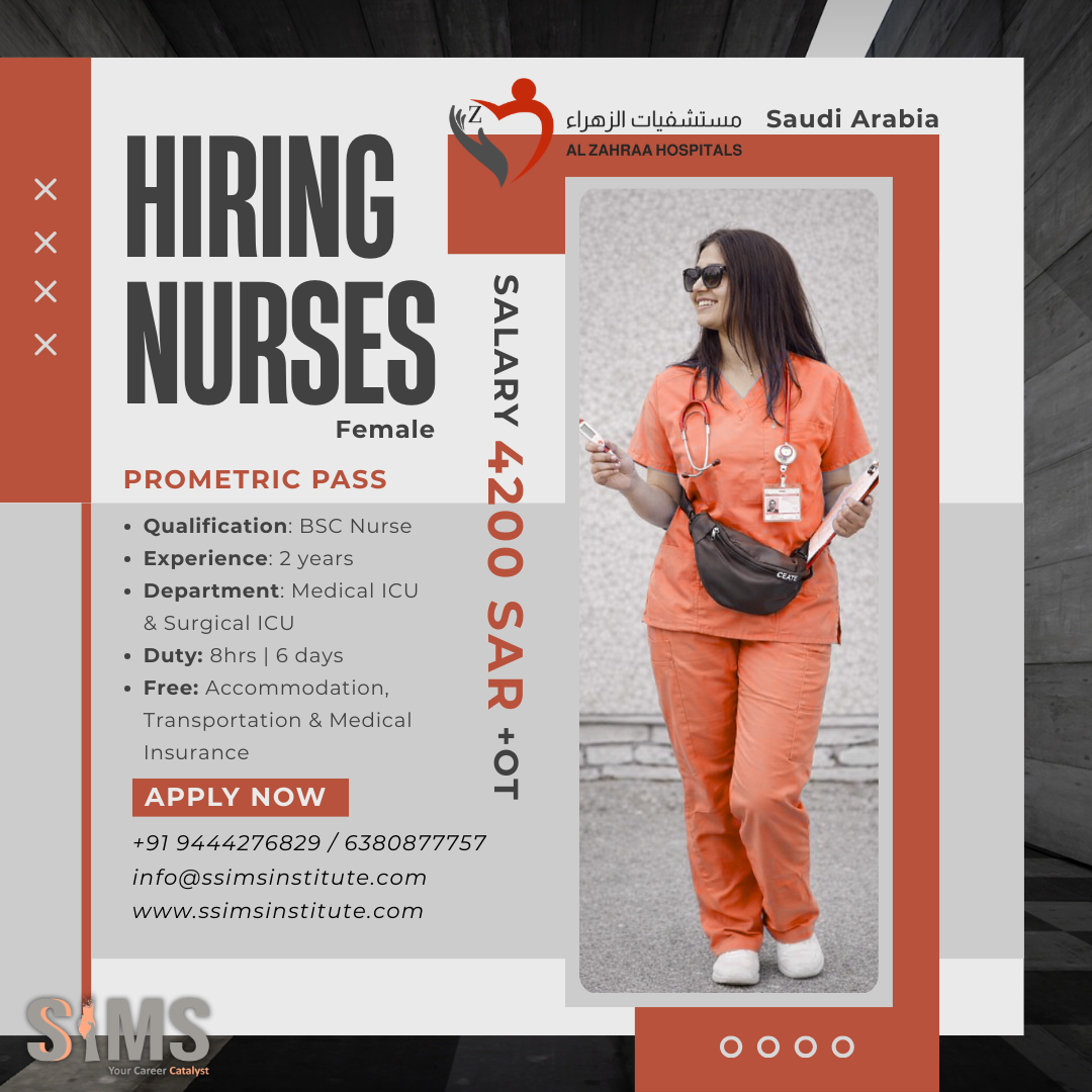 Female ICU Nurse – Saudi Arabia (Prometric Pass Required) — job poster
